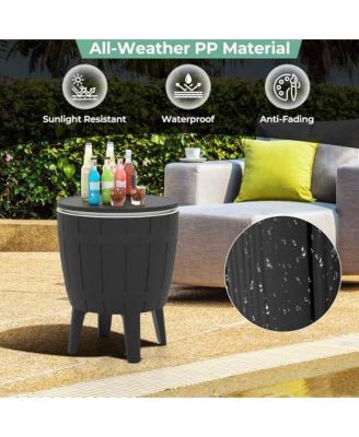 10 Gallon Cooler Bar Table Outdoor Coffee Table Ice Bucket with Telescopic Tabletop for Beer and Wine