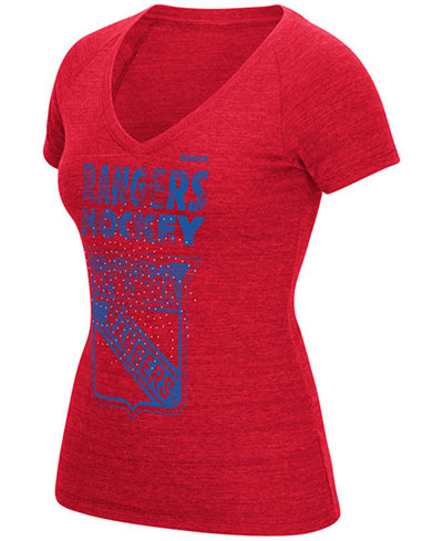 Reebok Women's New York Rangers Block Rhinestone T-Shirt