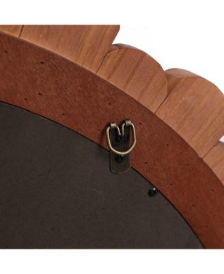 Pine Wood Frame 35-Inch Round Wall Mirror