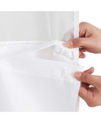 72x75 Hookless Shower Curtain - Grey Lines Shower Curtain with Sheer Panel, Snap-In Liner, and Grommets - 100% Polyester