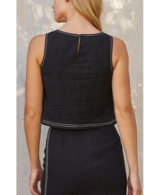 Women's Taby Contrast Embo Stitch Top