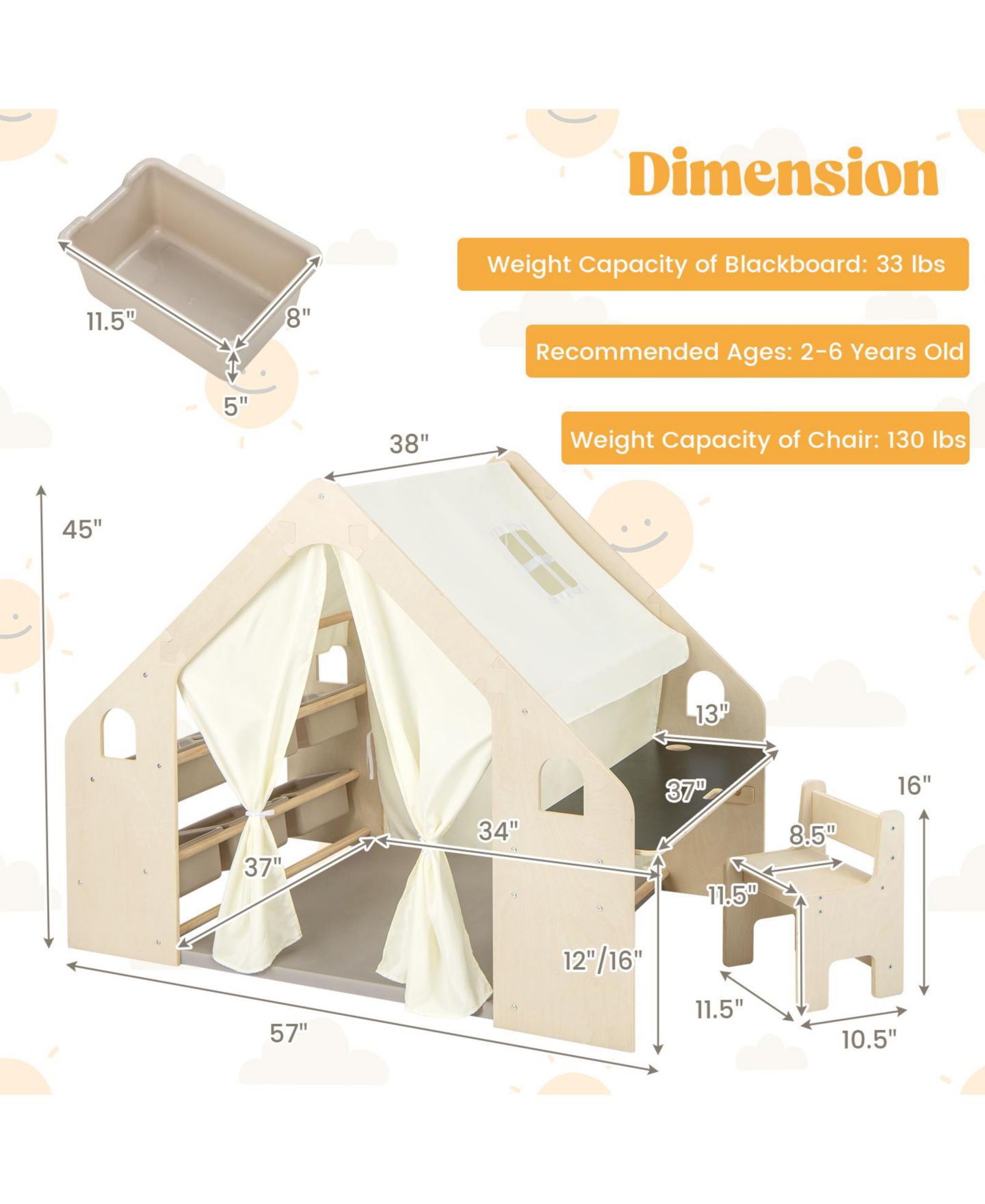 Детская игрушка Mecale 6-in-1 Indoor Playhouse, Ages 2+, цвет: Средний бежевый — фото 3