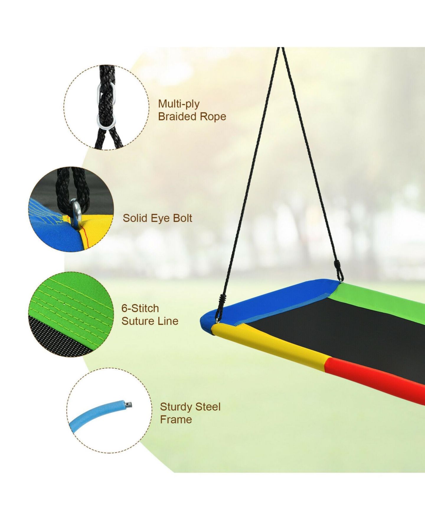 Детская игрушка Mecale 60 Inches Platform Tree Swing, 700 lbs. Capacity, Ages 3+, цвет: Чёрный — фото 5
