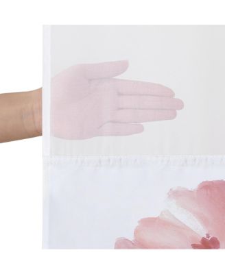 Hookless Floral Shower Curtain with Sheer Panel, Snap-In Liner & Grommets, 72" x 75"