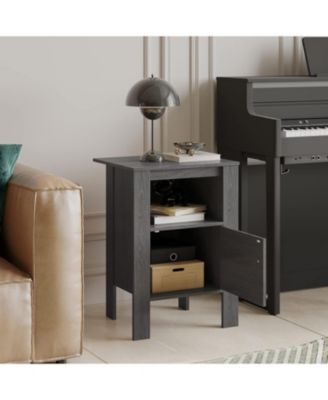 Set of 2 Nightstand Compact Side Sofa Table Open Shelf & Cabinet