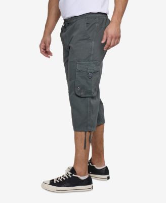 Men's 18" Elastic Waist Capri Long Cargo Shorts