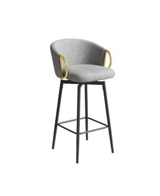 Set of Two 30-Inch Swivel Bar Stools with Upholstered Seats, Metal Legs, Modern Bar Chairs for Kitchen-The Pop Home