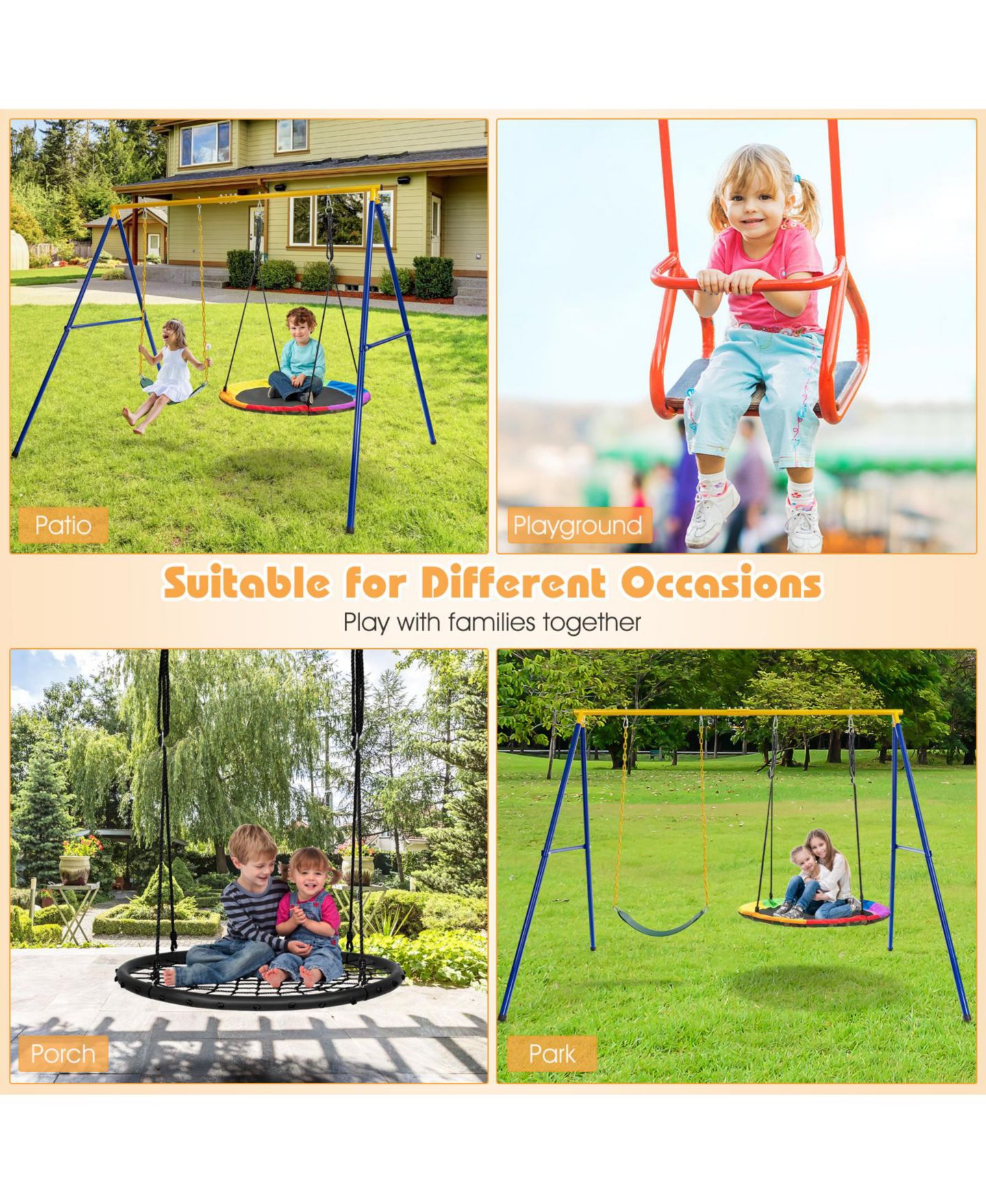 Детская игрушка Mecale 660 LBS Extra-Large A-Shaped Swing Stand with Anti-Slip Footpads, цвет: Синий — фото 5