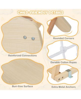 6-in-1 Indoor Jungle Gym Kids Wooden Playground with Monkey Bars