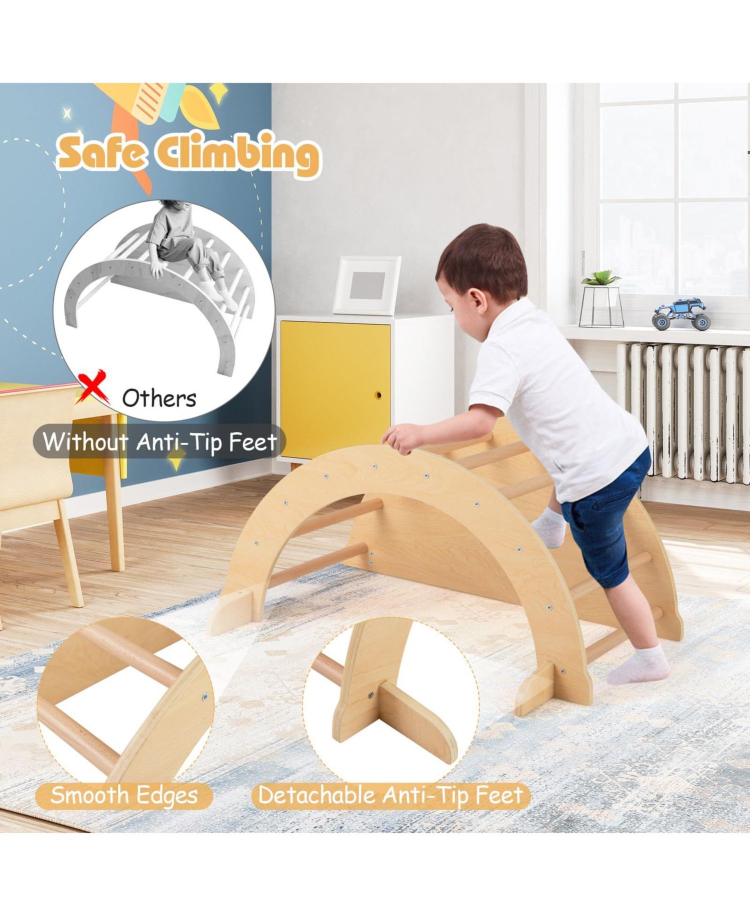 Montessori 6-in-1 Climbing Arch Climber with Cushion