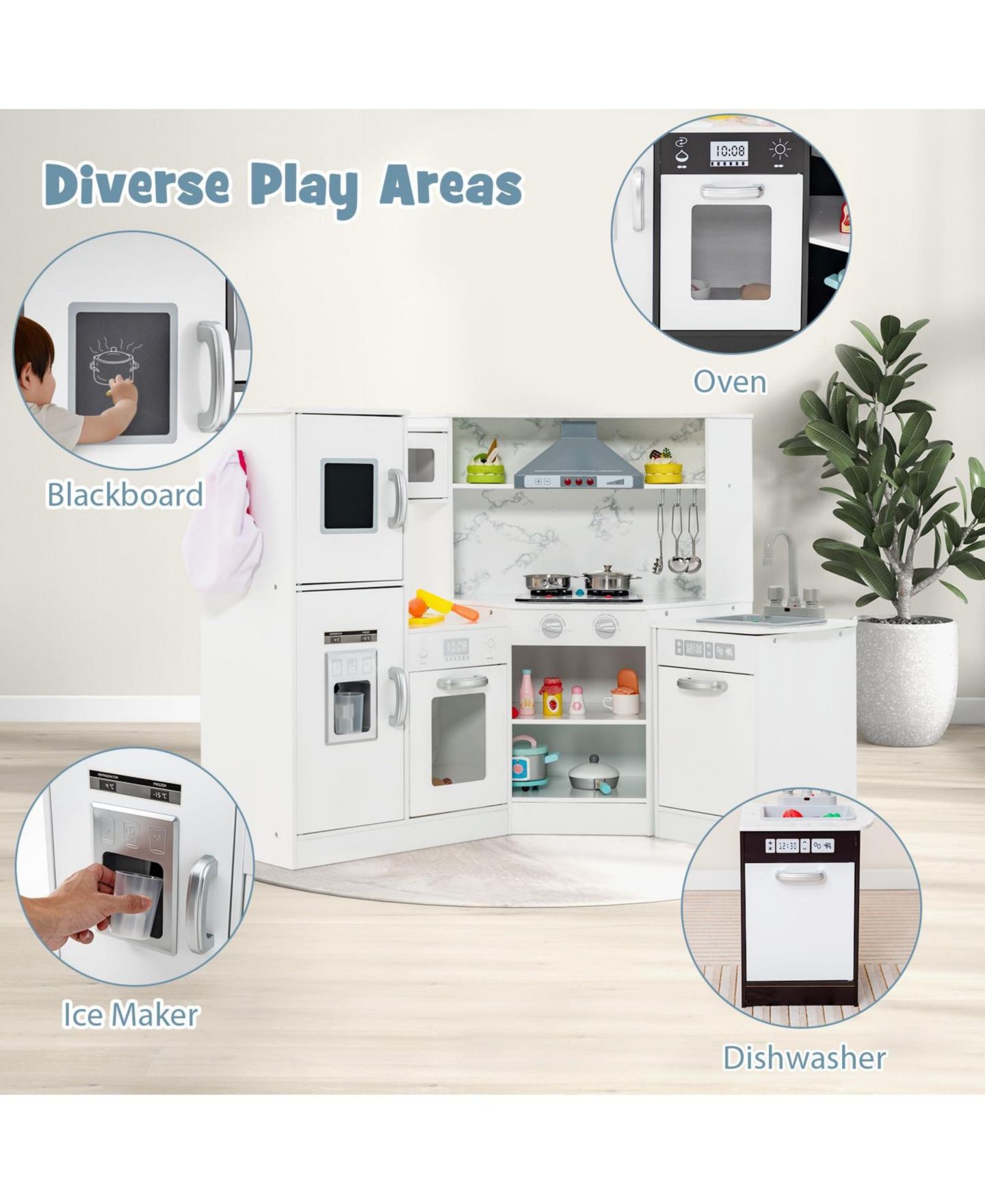 Детский игровой набор Mecale Interactive Washing Basin Sound-and-Light Kitchen Playset, Ages 3+, цвет: Белый — фото 6