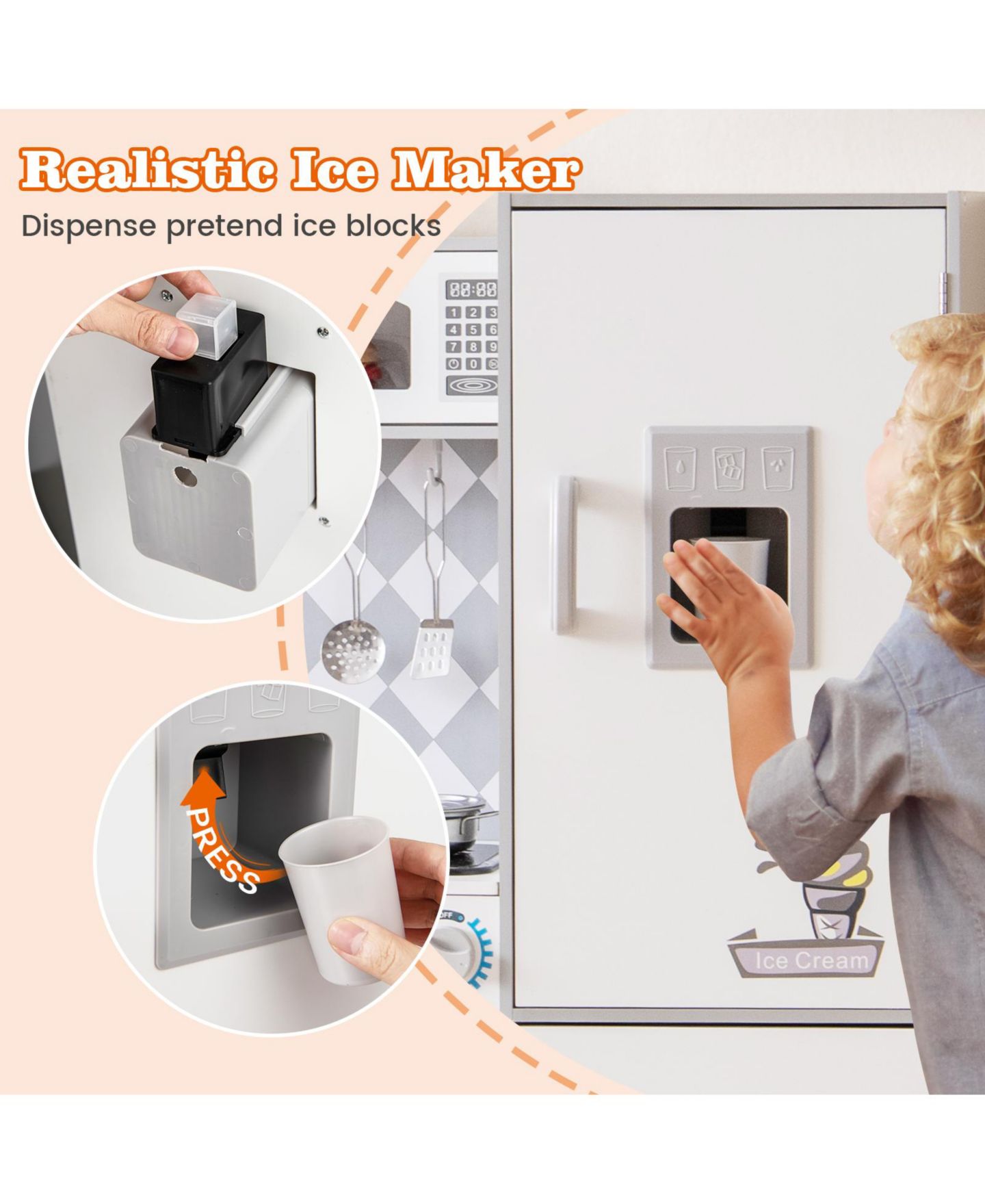Детская игрушка Mecale Play Kitchen with Lights and Sounds, Ages 3+, цвет: Белый — фото 6