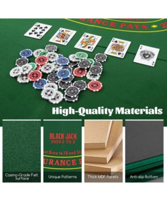 48 Inch 8-Player Foldable Poker Table Top with Carrying Bag and Cup Holders