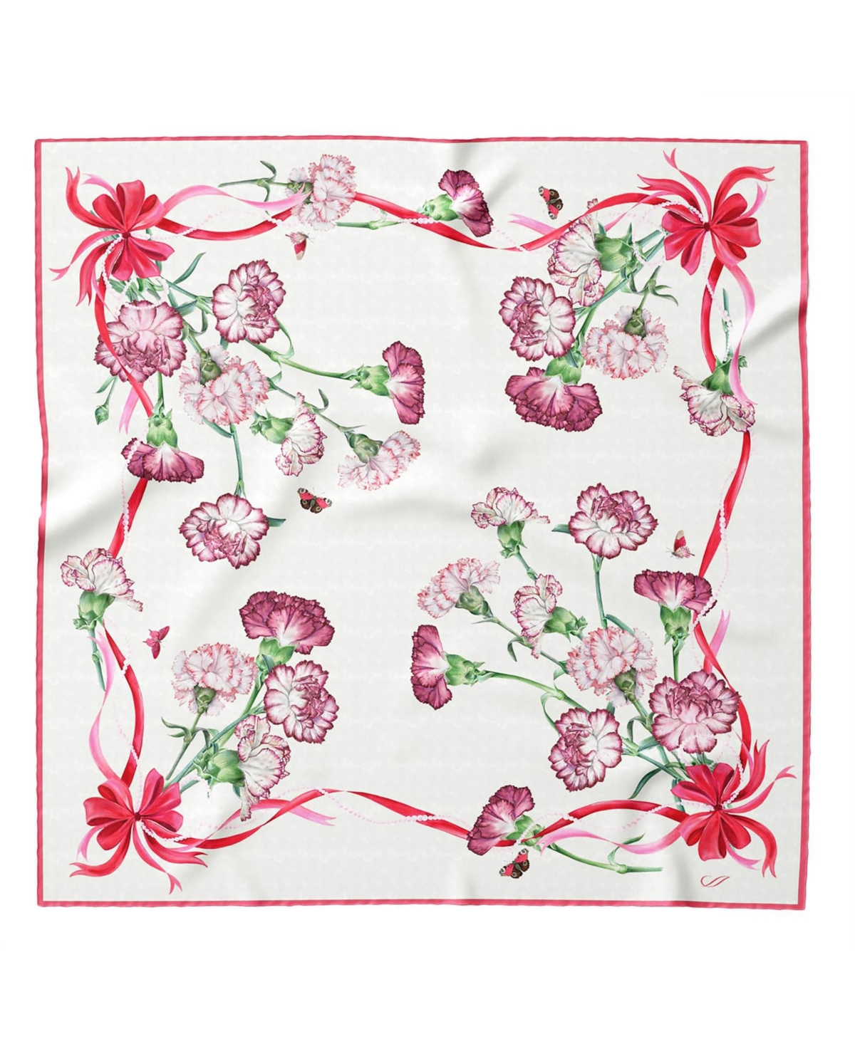 Fior di Mamma - Hand Rolled Silk Foulard for Women - Red