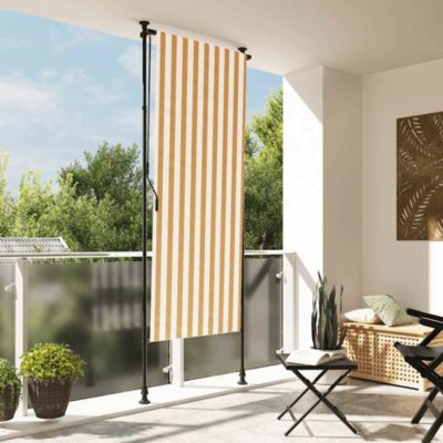 Outdoor Roller Blind Orange and White 47.2"x106.3" Fabric&Steel