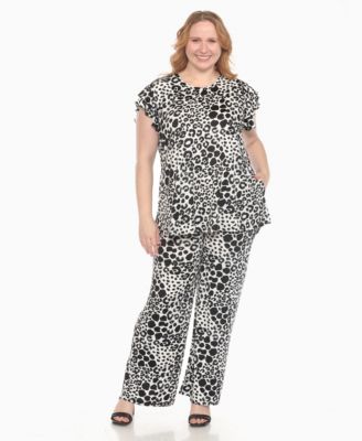 Plus Size 2-Piece Floral Print Tunic Top and Pants Set