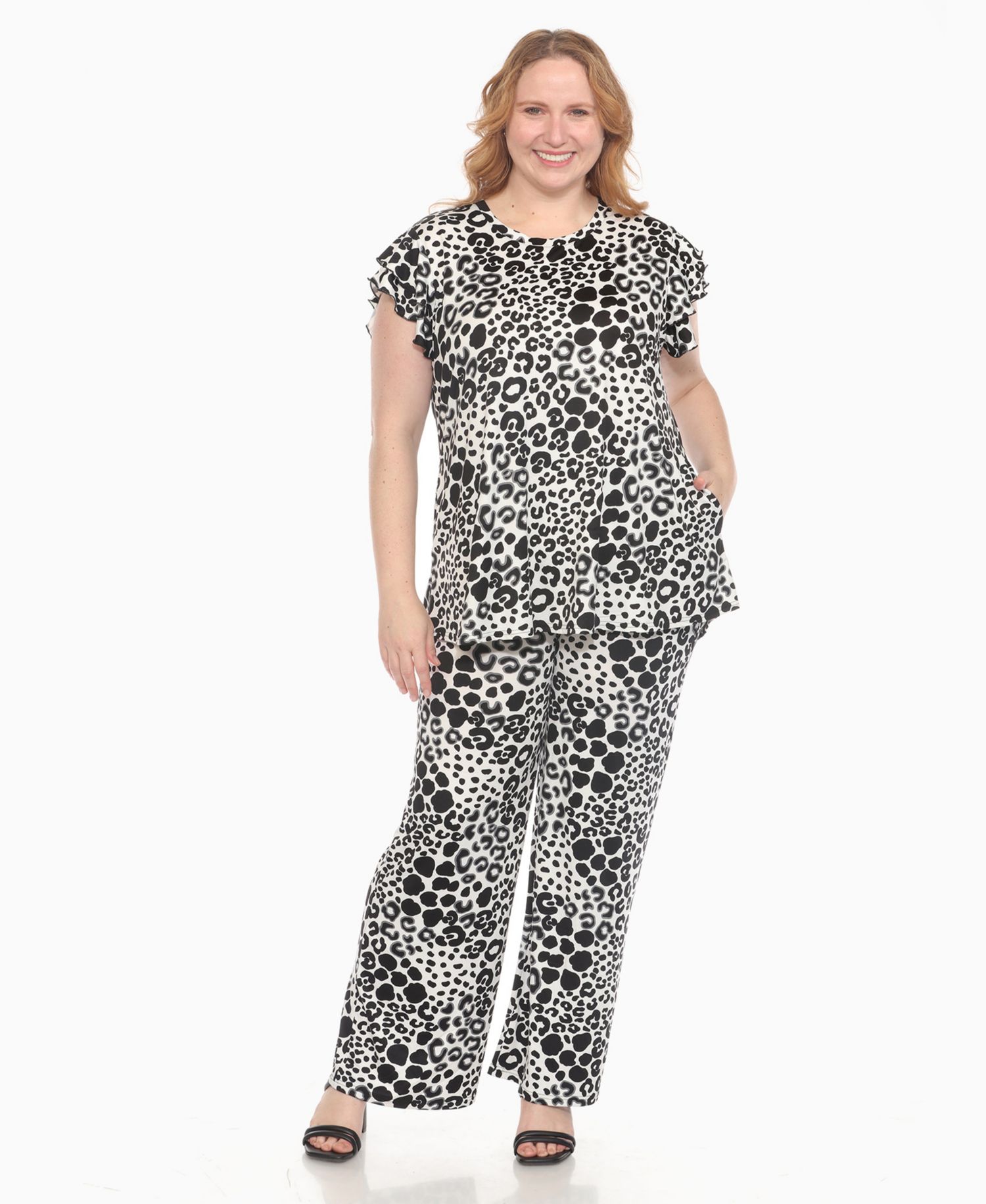 Plus Size 2-Piece Floral Print Tunic Top and Pants Set