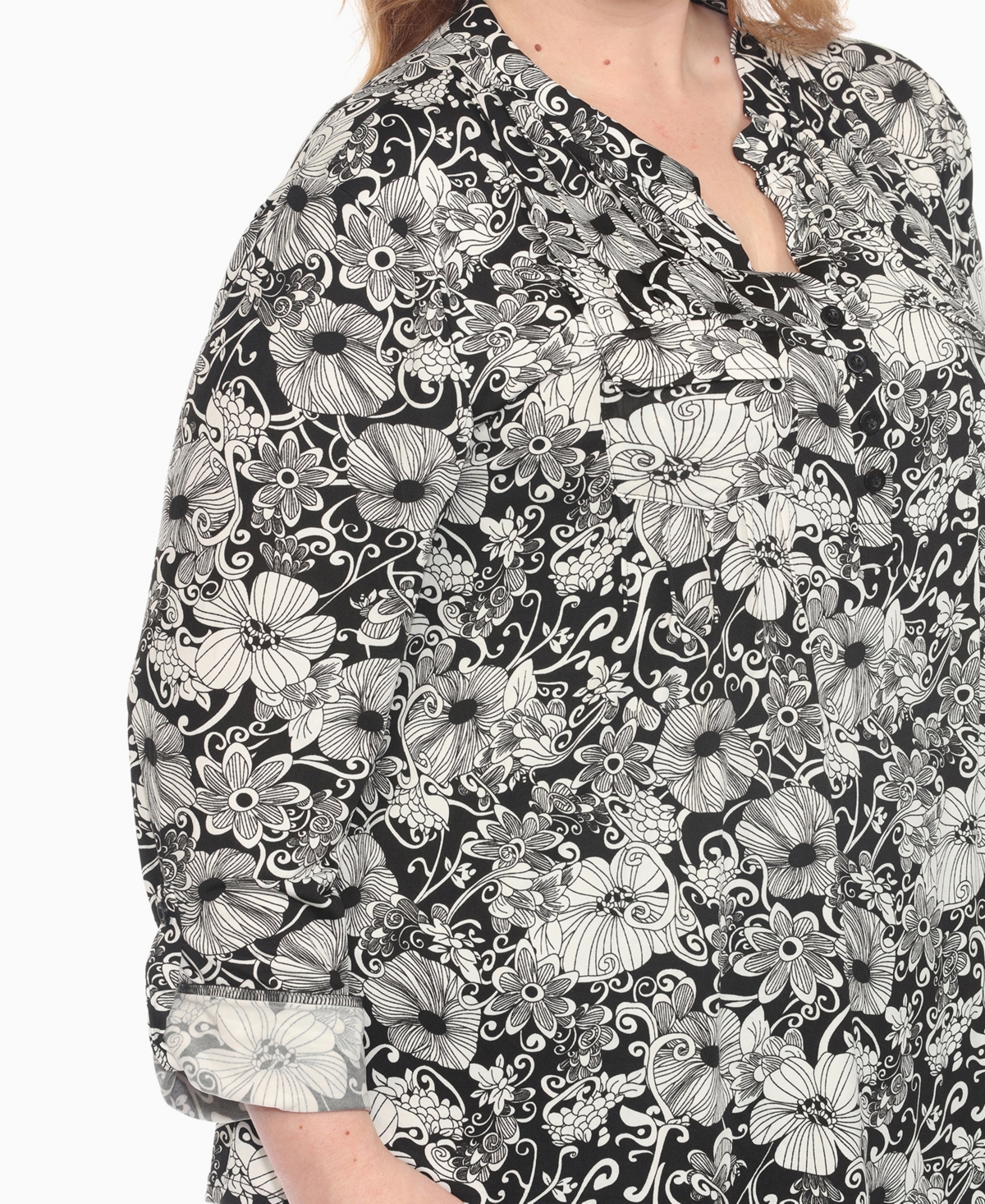 WHITE MARK PLUS SIZE 2-PIECE FLORAL PRINT TUNIC TOP AND PANTS SET 