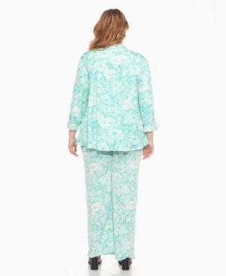 Plus Size 2-Piece Floral Print Tunic Top and Pants Set