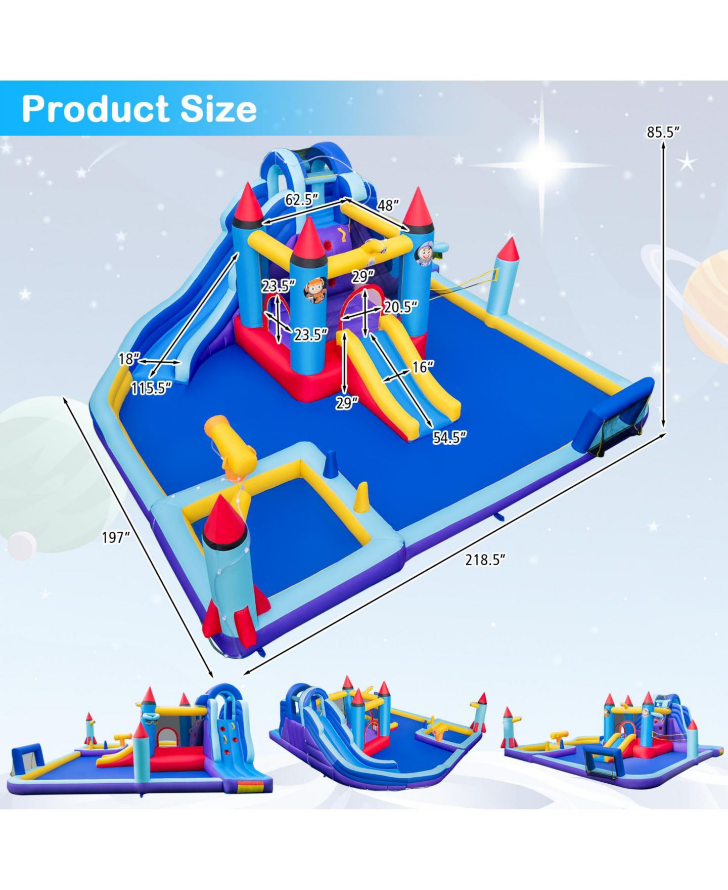 Детская игрушка Mecale Rocket Theme Inflatable Water Slide Park, цвет: Синий — фото 4