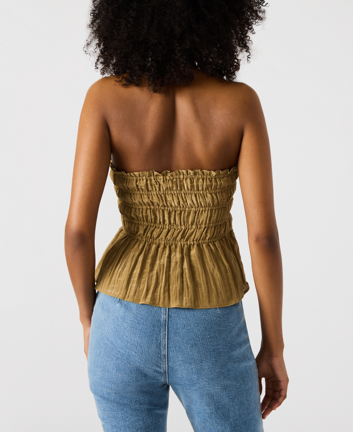 Steve Madden Cambria Strapless Smocked Peplum Top