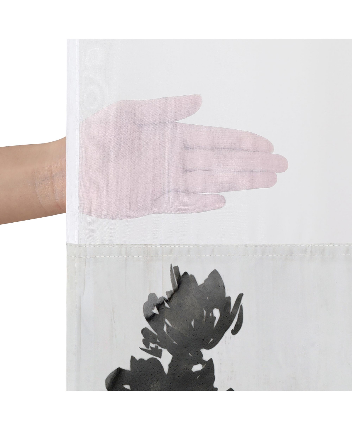 Americanflat 72x75 Hookless Shower Curtain - Floral and Shower Curtain with Sheer Panel, Snap-In Liner, and Grommets