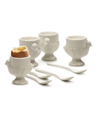 8-Piece Porcelain Egg Cups and Spoon Set 