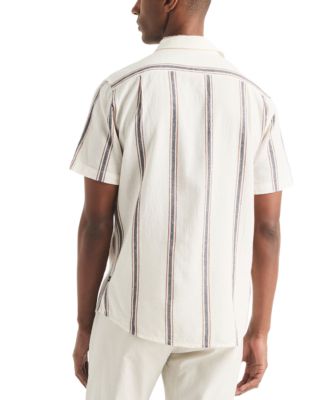 Men's Short Sleeve Striped Button-Down Shirt