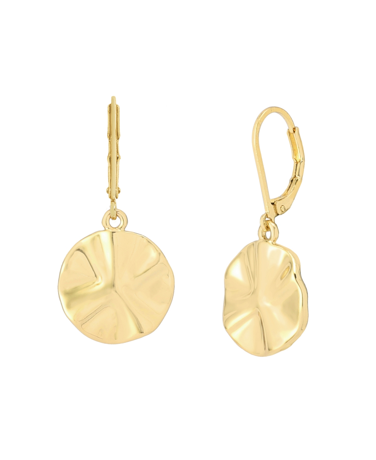 Gold Textured Coin Drop Earrings - Gold