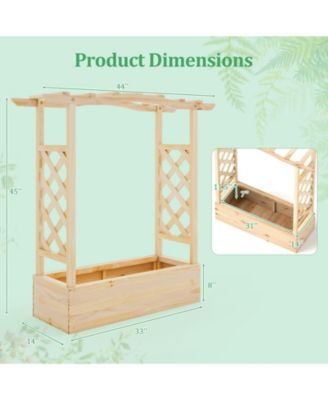Wooden Raised Garden Bed Planter Box with Trellis and Hanging Roof