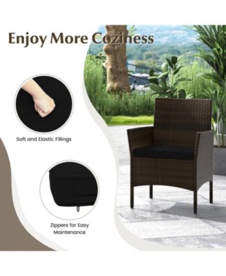 4 Piece Patio Rattan Conversation Set with Cozy Seat Cushions