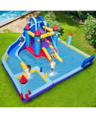 Rocket Theme Inflatable Water Slide Park with 1100W Blower
