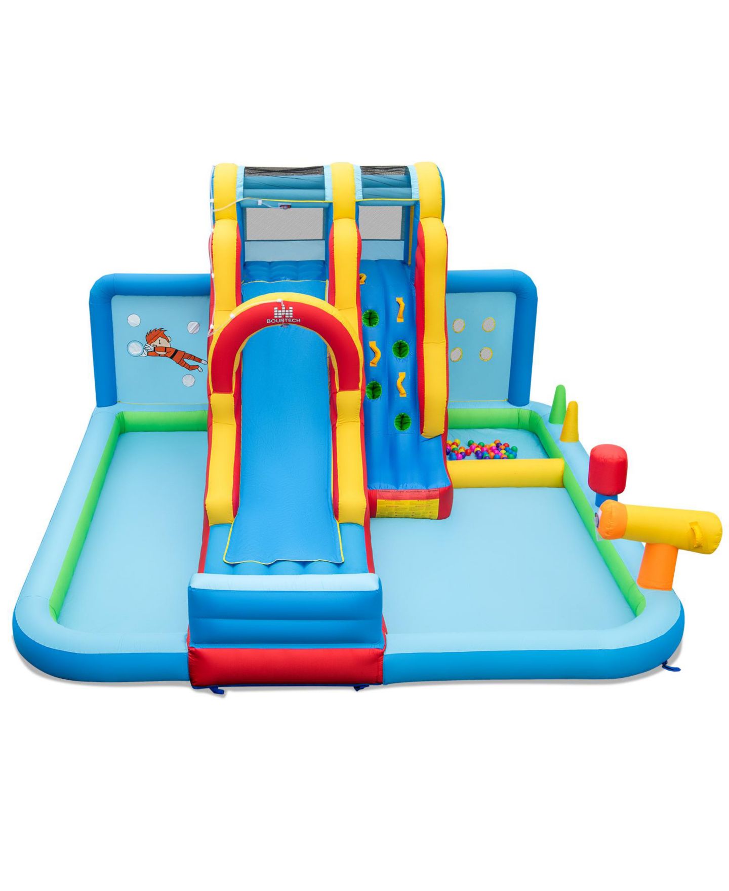 Детская игрушка Mecale Inflatable Water Park with Long Slide and Splash Pools, 163"L x 157"W x 91"H, Ages 3-10, цвет: Синий — фото 1