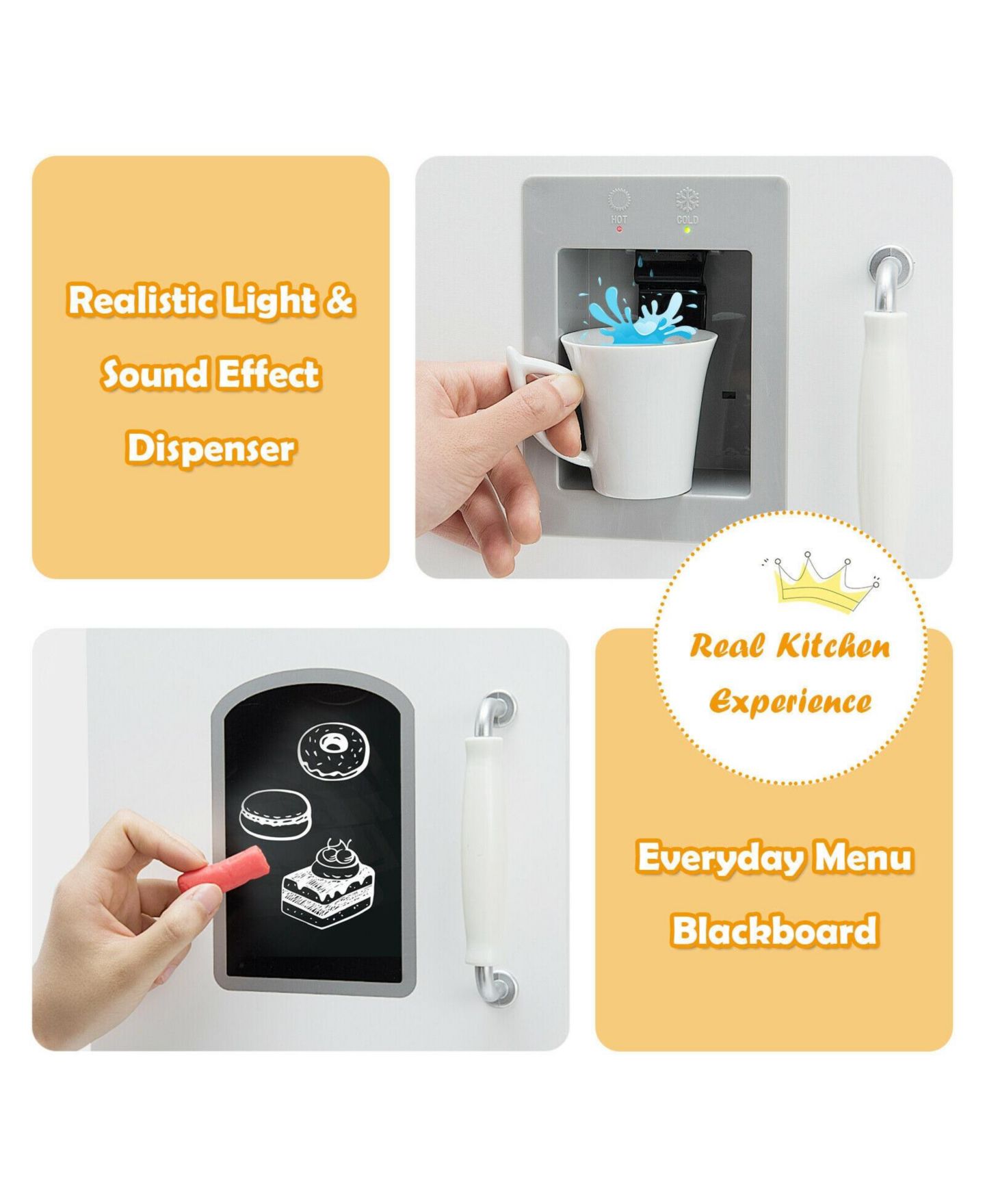 Детские игрушки Mecale Water Dispenser with Lights and Sound Play Kitchen Set, Ages 3+, цвет: Серый — фото 9