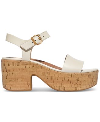 Women's Strappy Leather Cork Platform Sandals