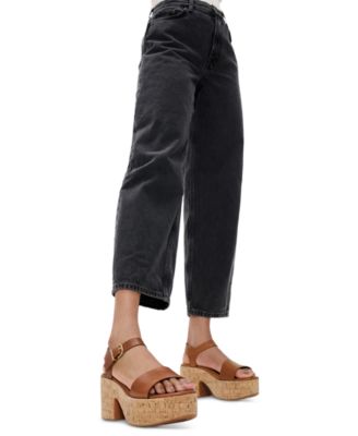 Women's Strappy Leather Cork Platform Sandals