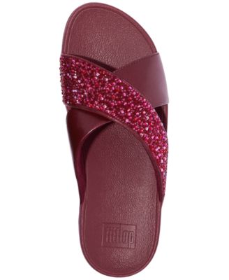 Women's Lulu Embellished Metallic Crisscross Slide Sandals