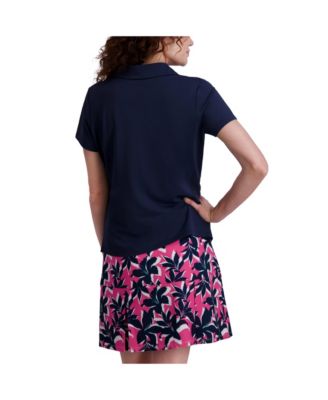 Women's SIDE RUCHED Y-NECK SHORT SLEEVE POLO