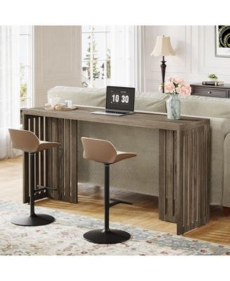 Bar Table, 63-Inch Counter Height Pub Table, Industrial Bar Height Table, Rectangular High Top Kitchen & Dining Counter Tables with Louvered Base for Narrow Space