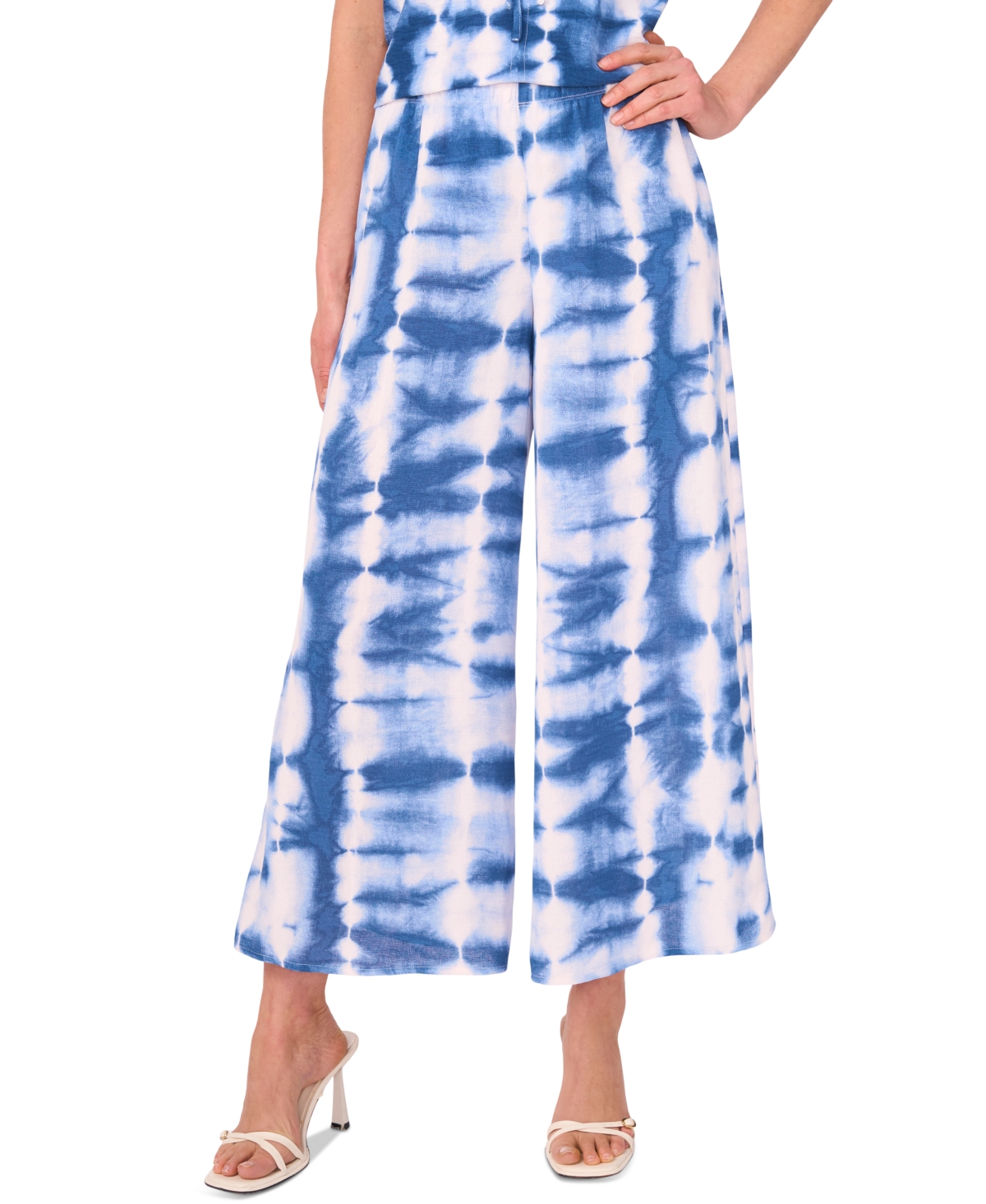 Women's Tie-Dyed Pull-On Wide-Leg Pants - Waterfall