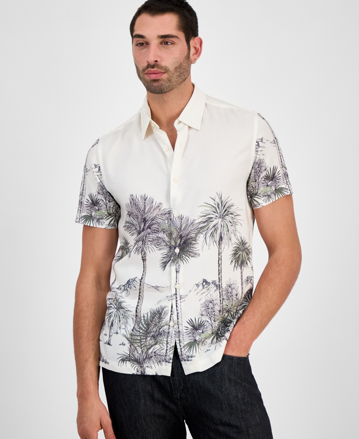 Men's Palm Canyon Short Sleeve Button-Front Shirt - Salt White
