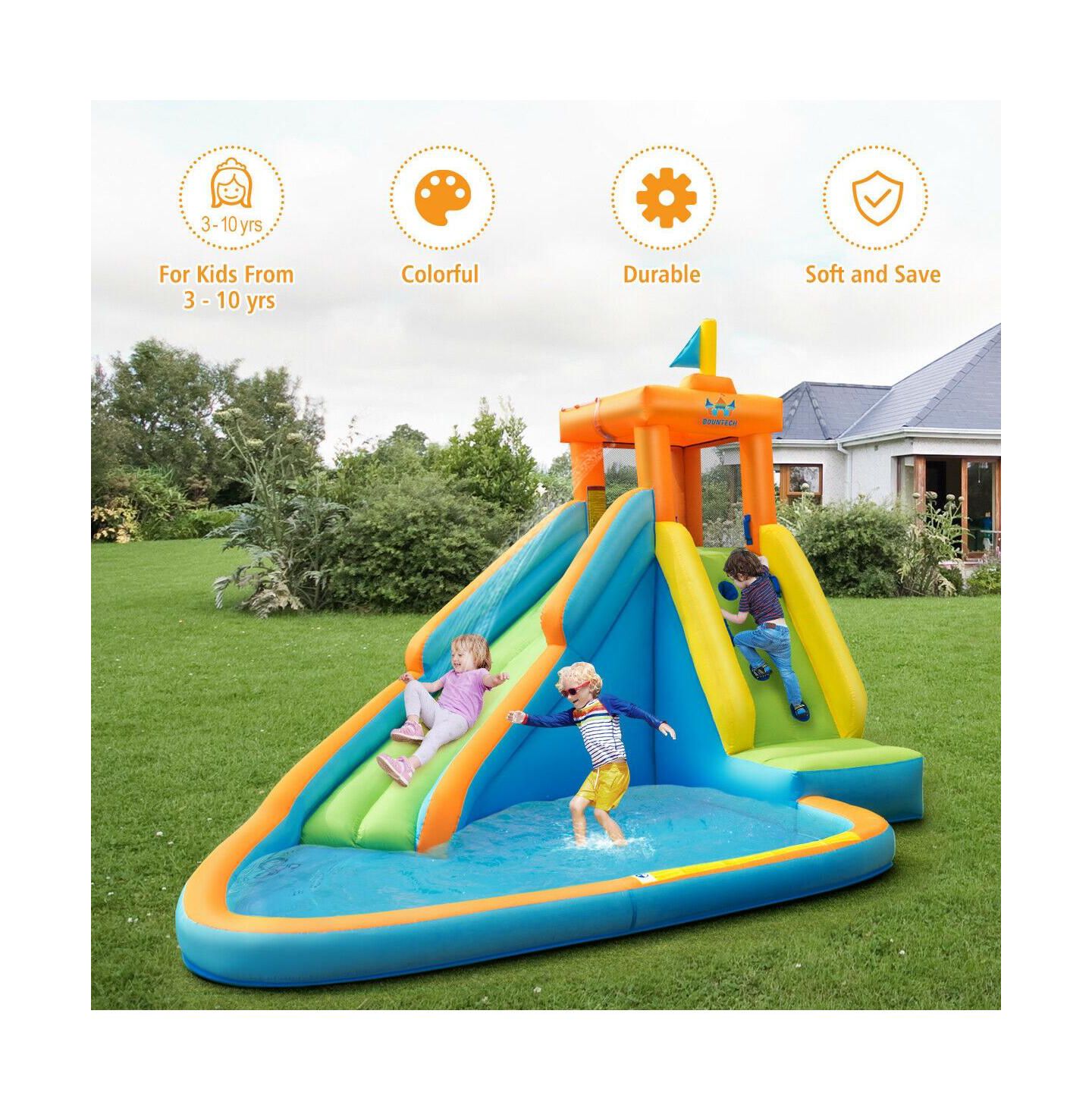 Детская игрушка Mecale Inflatable Water Slide Bounce House with Splash Pool, Ages 3+, цвет: Синий — фото 5