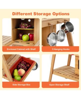 Wooden Play Cart with Sun Proof Umbrella for Toddlers Over 3 Years Old