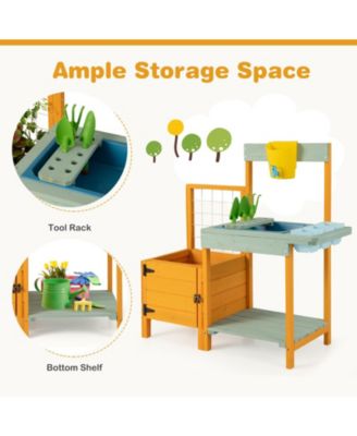Kids Outdoor Potting Bench with See-Through Window