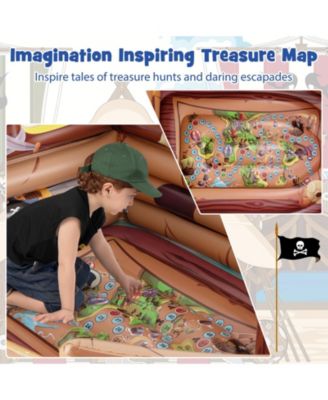 Inflatable Pirate Ship Playhouse with Built-in Motor and Inflatable Toy Sword