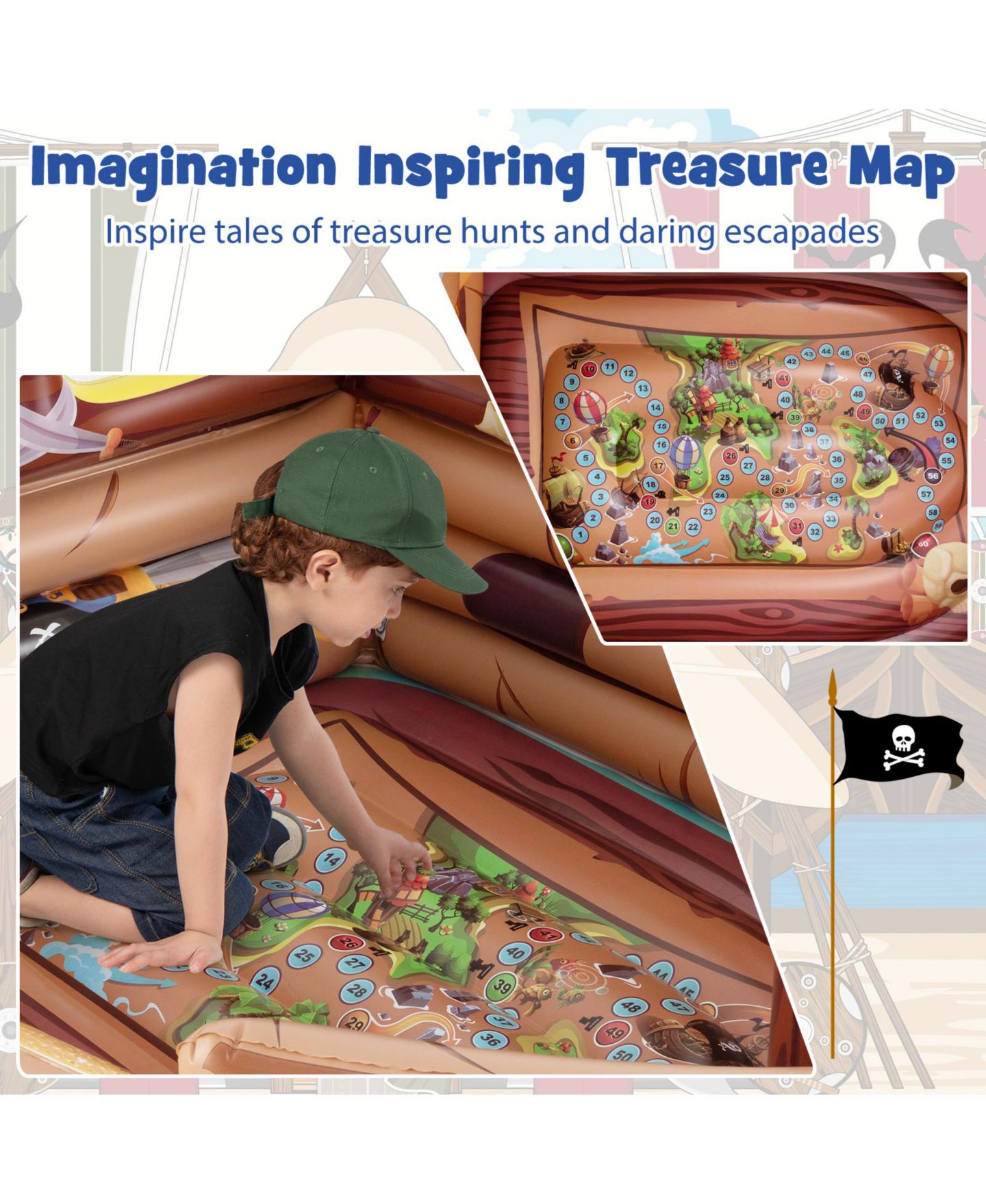 Детские игрушки Mecale Pirate Inflatable Built-in Motor 3-Piece Playhouse, Ages 3+, цвет: Коричневый — фото 10