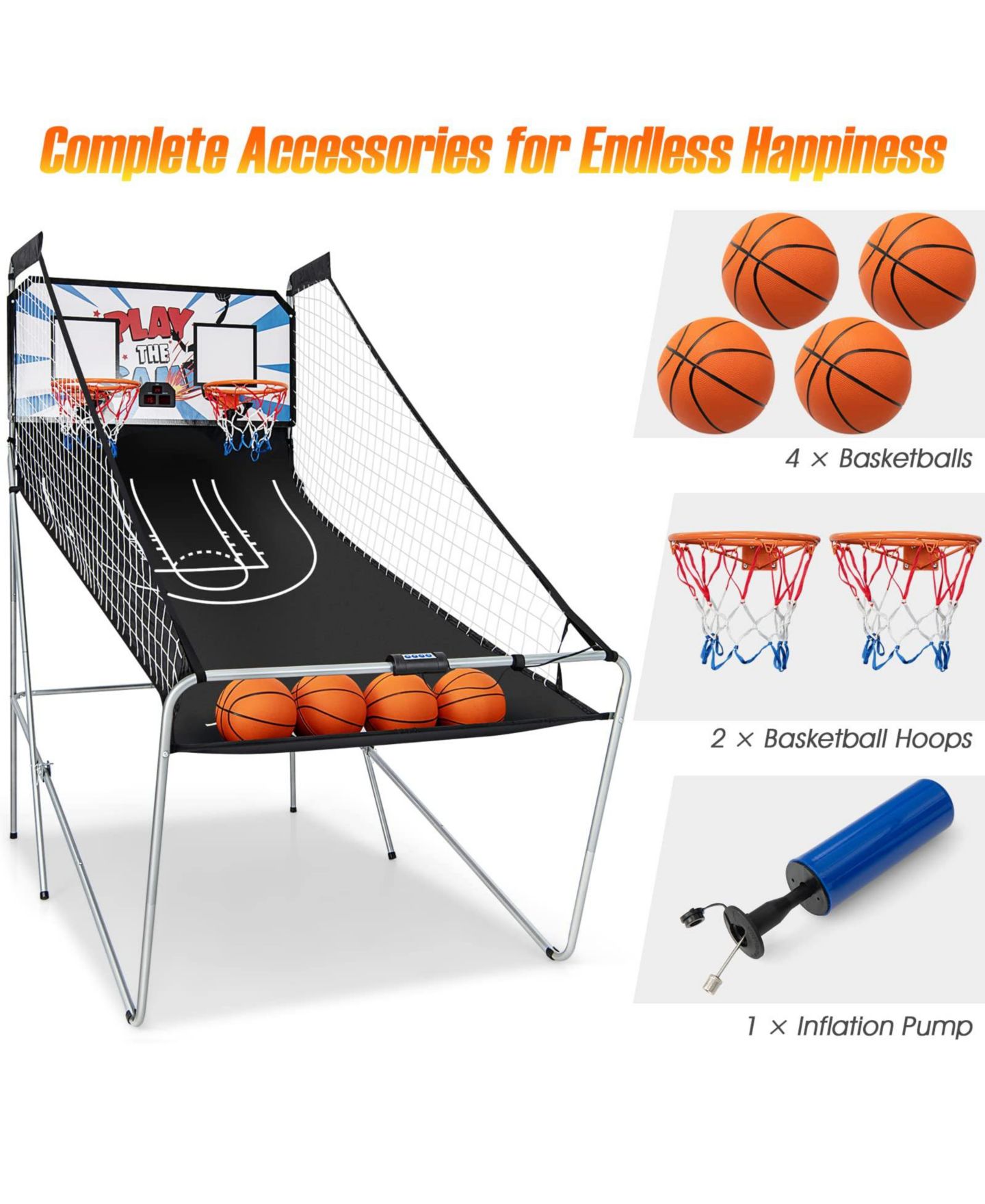 Детская игрушка Mecale Indoor Double Electronic Basketball Game with 4 Balls, цвет: Чёрный — фото 5