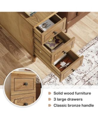 Fully Assembled Slim Side Table with Drawers for Small Spaces Nightstand