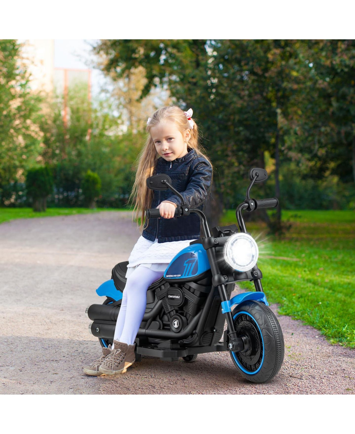 Детская игрушка Mecale Electric Motorcycle with Training Wheels, Ages 3-7, цвет: Синий — фото 3