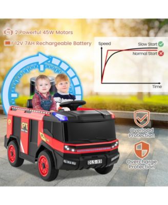 12V Kids Ride on Fire Truck 2-Seater with Remote Control and Water Gun